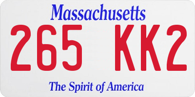 MA license plate 265KK2