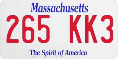 MA license plate 265KK3