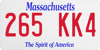 MA license plate 265KK4