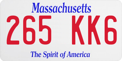 MA license plate 265KK6