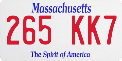 MA license plate 265KK7
