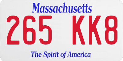 MA license plate 265KK8