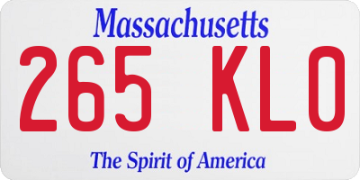 MA license plate 265KL0
