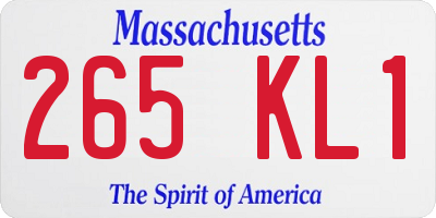 MA license plate 265KL1
