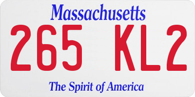 MA license plate 265KL2
