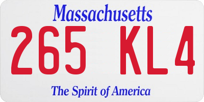 MA license plate 265KL4