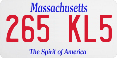 MA license plate 265KL5