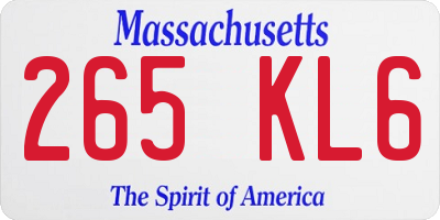 MA license plate 265KL6