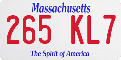 MA license plate 265KL7