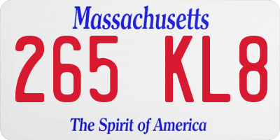 MA license plate 265KL8