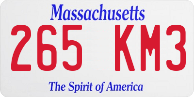 MA license plate 265KM3