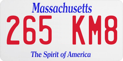 MA license plate 265KM8