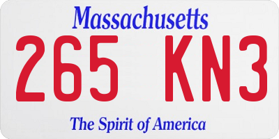 MA license plate 265KN3