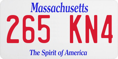 MA license plate 265KN4