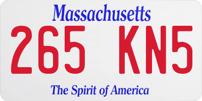 MA license plate 265KN5