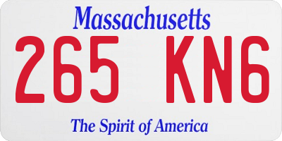 MA license plate 265KN6