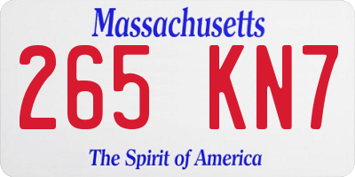 MA license plate 265KN7