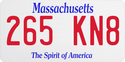 MA license plate 265KN8