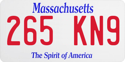 MA license plate 265KN9