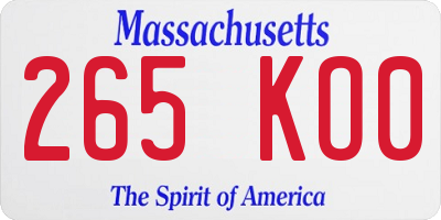 MA license plate 265KO0