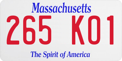 MA license plate 265KO1