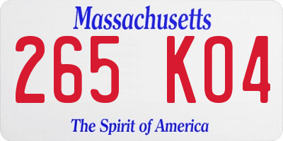MA license plate 265KO4