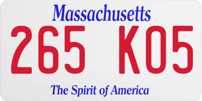 MA license plate 265KO5