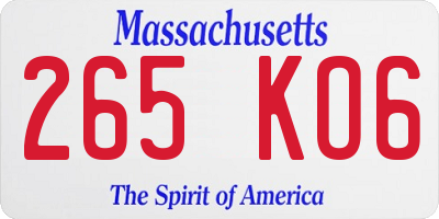 MA license plate 265KO6