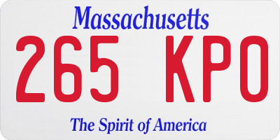 MA license plate 265KP0