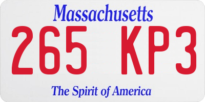 MA license plate 265KP3