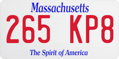 MA license plate 265KP8