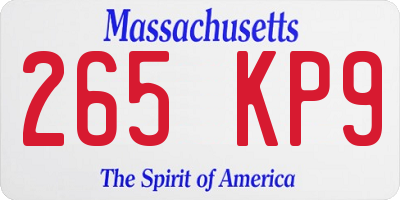 MA license plate 265KP9