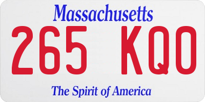 MA license plate 265KQ0