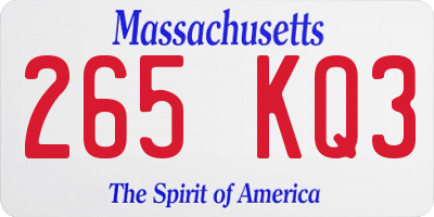 MA license plate 265KQ3
