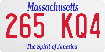 MA license plate 265KQ4