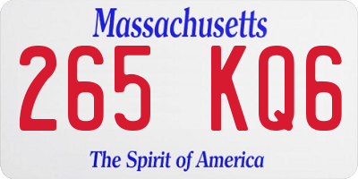 MA license plate 265KQ6