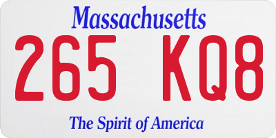 MA license plate 265KQ8