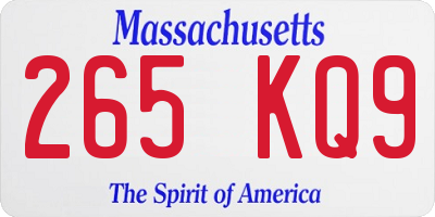 MA license plate 265KQ9