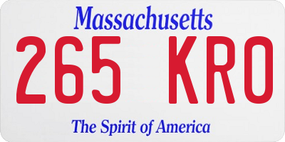 MA license plate 265KR0