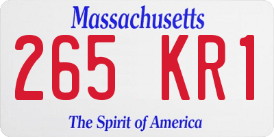MA license plate 265KR1
