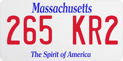 MA license plate 265KR2