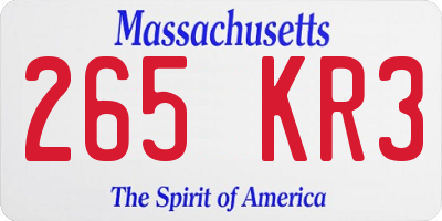 MA license plate 265KR3