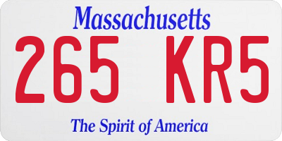 MA license plate 265KR5