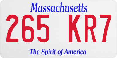 MA license plate 265KR7
