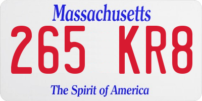 MA license plate 265KR8