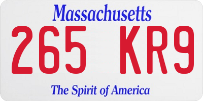 MA license plate 265KR9