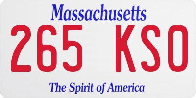 MA license plate 265KS0