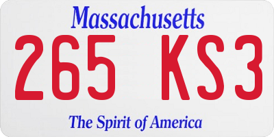 MA license plate 265KS3