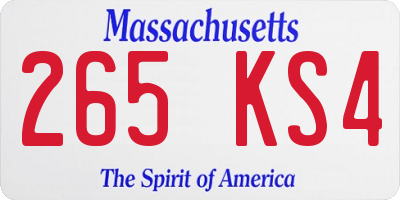 MA license plate 265KS4