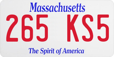 MA license plate 265KS5